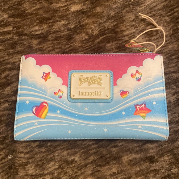 Loungefly Lisa Frank Unicorn Reflection Dolphin Rainbow Hearts Flap Wallet - Picture 6 of 8